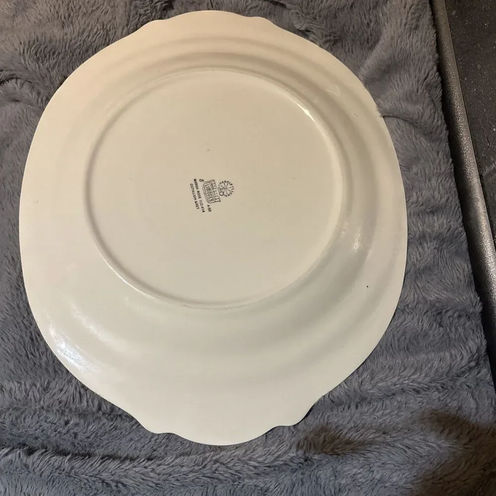 Limoges Candle Light Large Platter Cotillion Gray LC-414 Marsh Rose  Pink Floral
